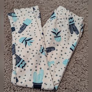 Dot Dot Smile Kids Cactus Print Leggings - Cream and Blue